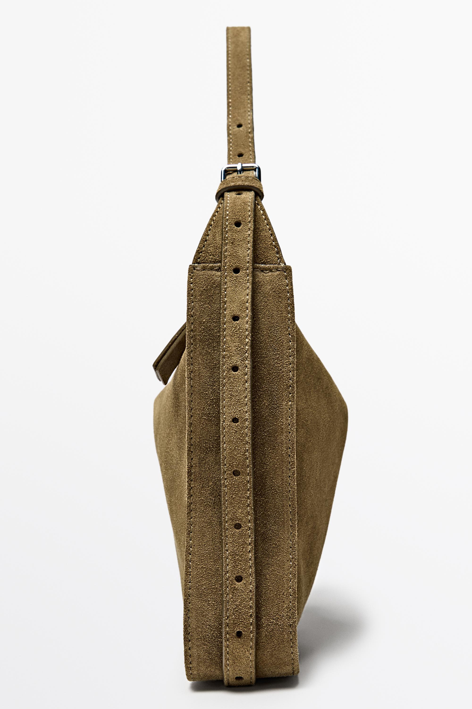 Split suede leather crossbody bag